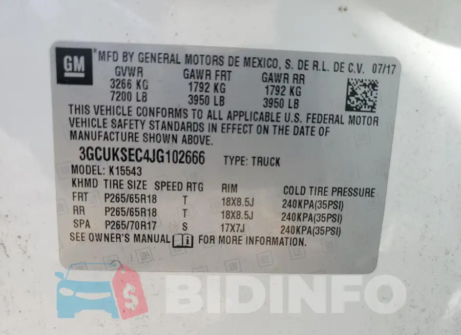 3GCUKSEC4JG102666 Photo# 12