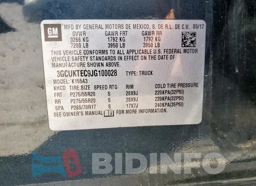 3GCUKTEC9JG100028 Photo# 13