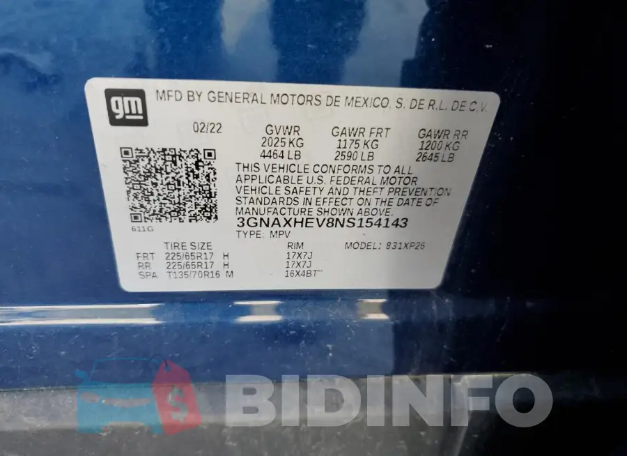 3GNAXHEV8NS154143 Photo# 13