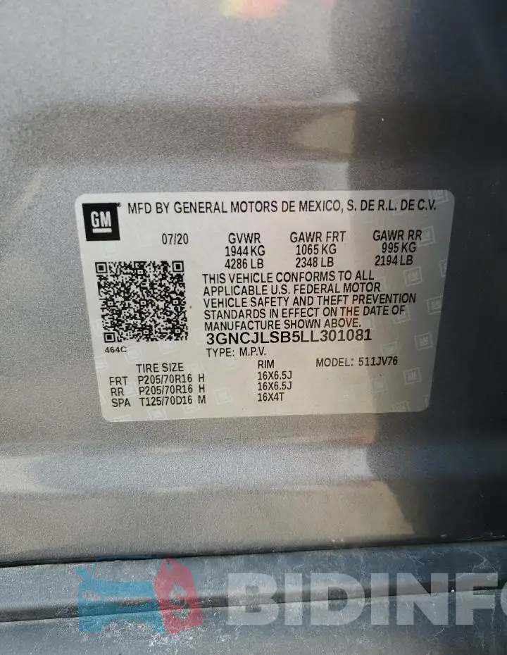 3GNCJLSB5LL301081 Photo# 13