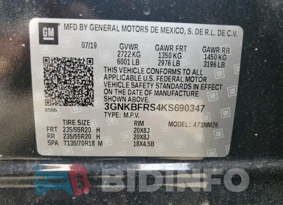 3GNKBFRS4KS690347 Photo# 13