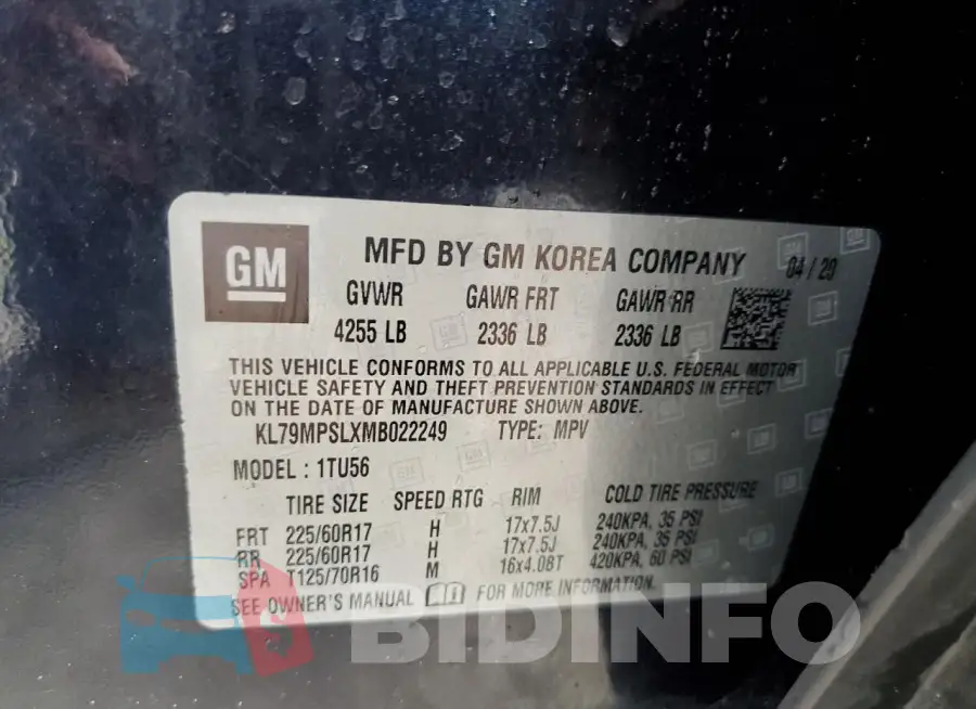 KL79MPSLXMB022249 Photo# 14
