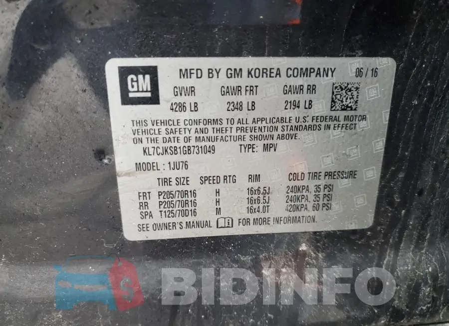 KL7CJKSB1GB731049 Photo# 13
