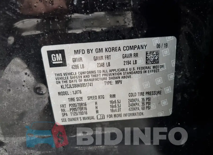 KL7CJLSB8KB951741 Photo# 13