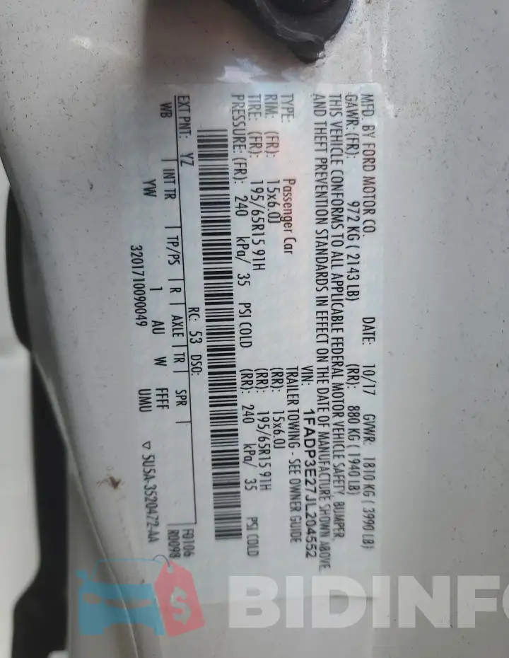 1FADP3E27JL204552 Photo# 12