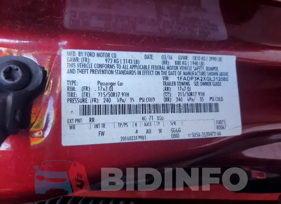 1FADP3K2XGL312080 Photo# 13