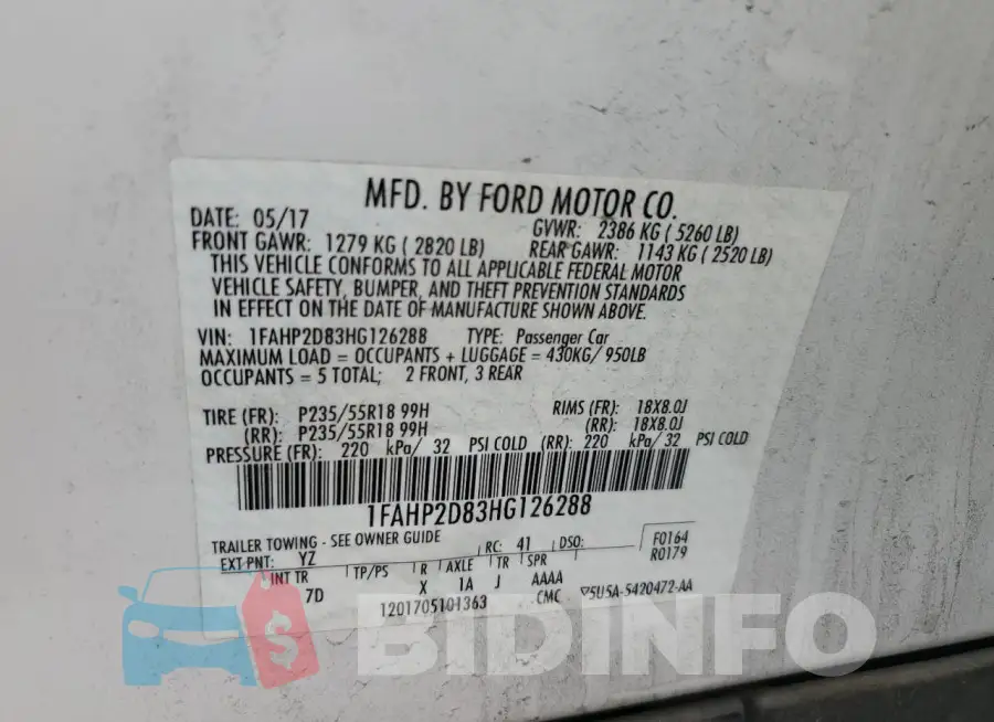 1FAHP2D83HG126288 Photo# 12