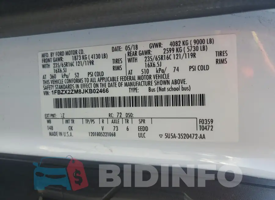 1FBZX2ZM8JKB02466 Photo# 13