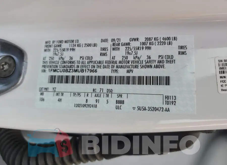 1FMCU0BZ3MUB17966 Photo# 14