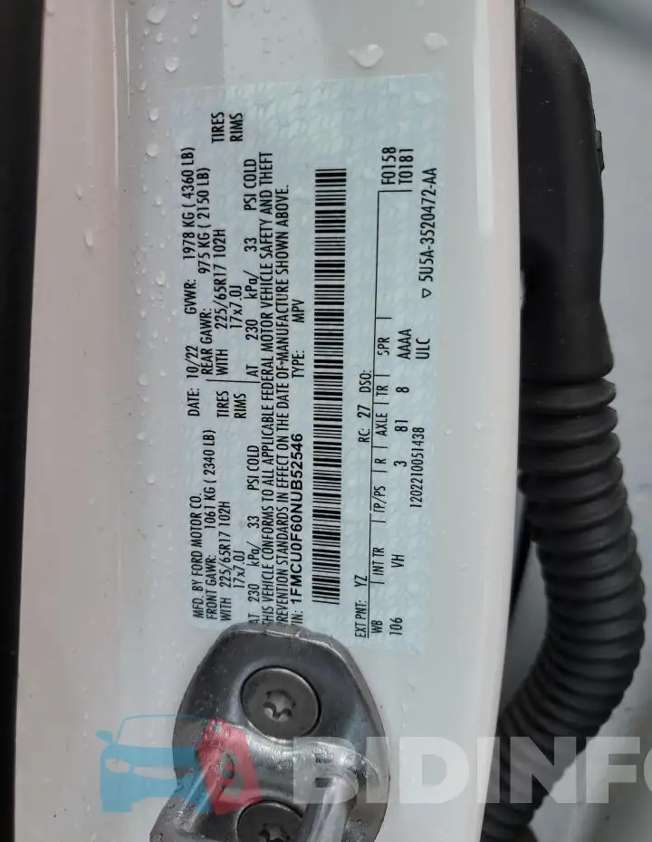 1FMCU0F60NUB52546 Photo# 13