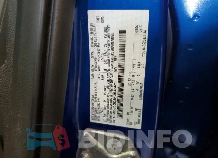 1FMCU0GD5HUB42421 Photo# 12