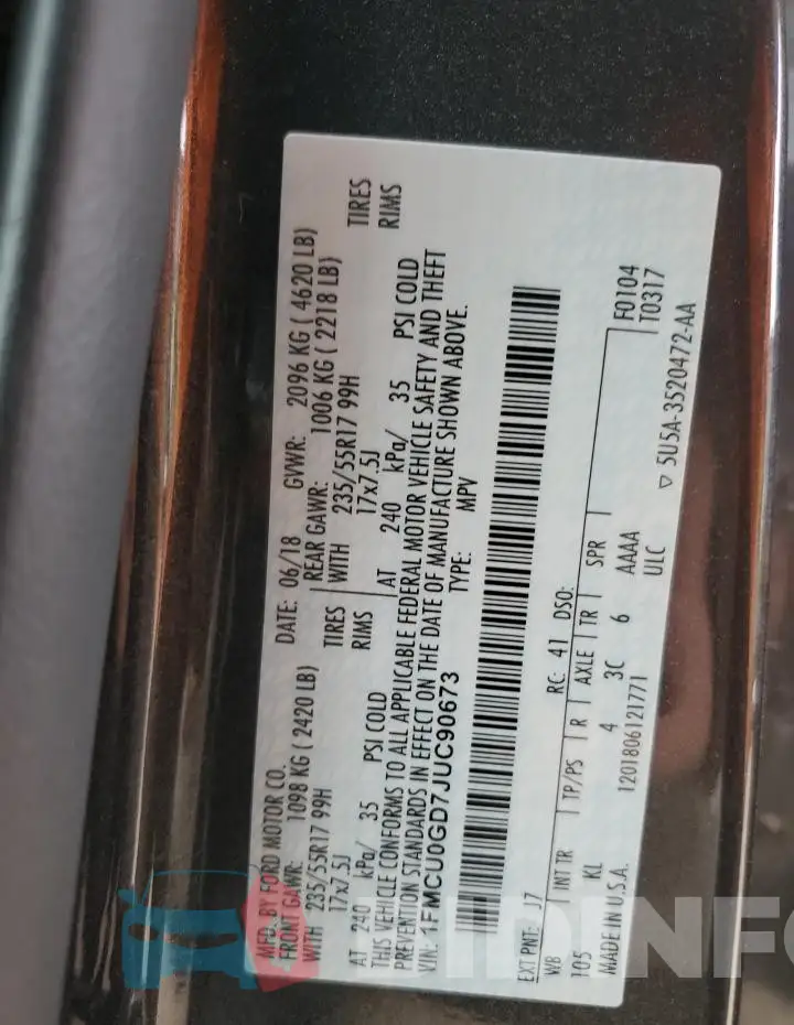 1FMCU0GD7JUC90673 Photo# 13
