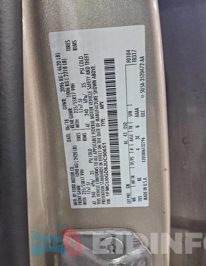 1FMCU0GD8JUC90651 Photo# 13