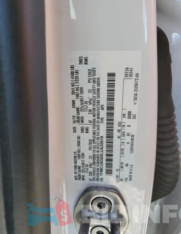 1FMCU9G65LUA30619 Photo# 12