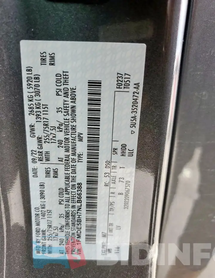 1FMDE5BH7NLB66388 Photo# 13