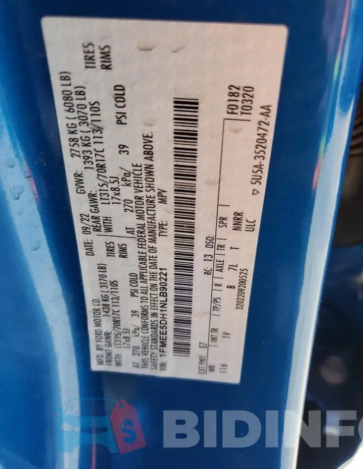 1FMEE5DH1NLB90221 Photo# 14