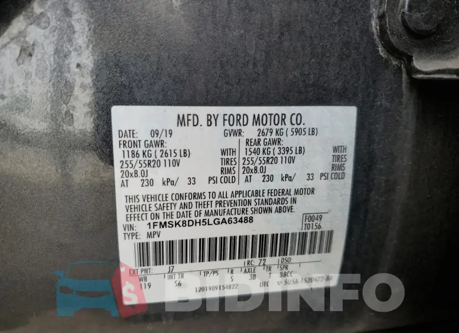 1FMSK8DH5LGA63488 Photo# 13
