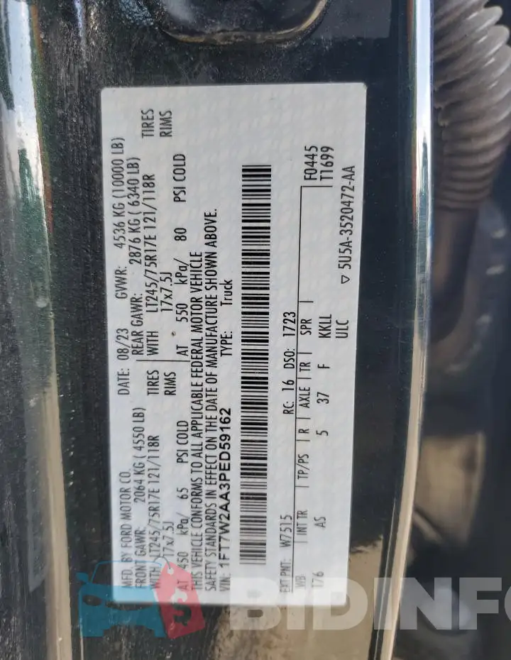1FT7W2AA3PED59162 Photo# 12