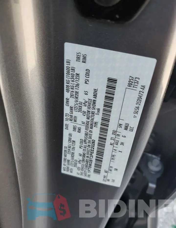 1FT8W2BT2PEE20280 Photo# 12