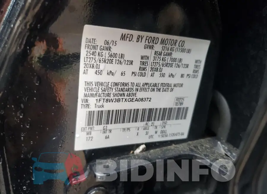 1FT8W3BTXGEA08372 Photo# 12