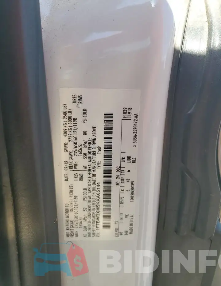 1FTBW3XM5KKA65144 Photo# 12