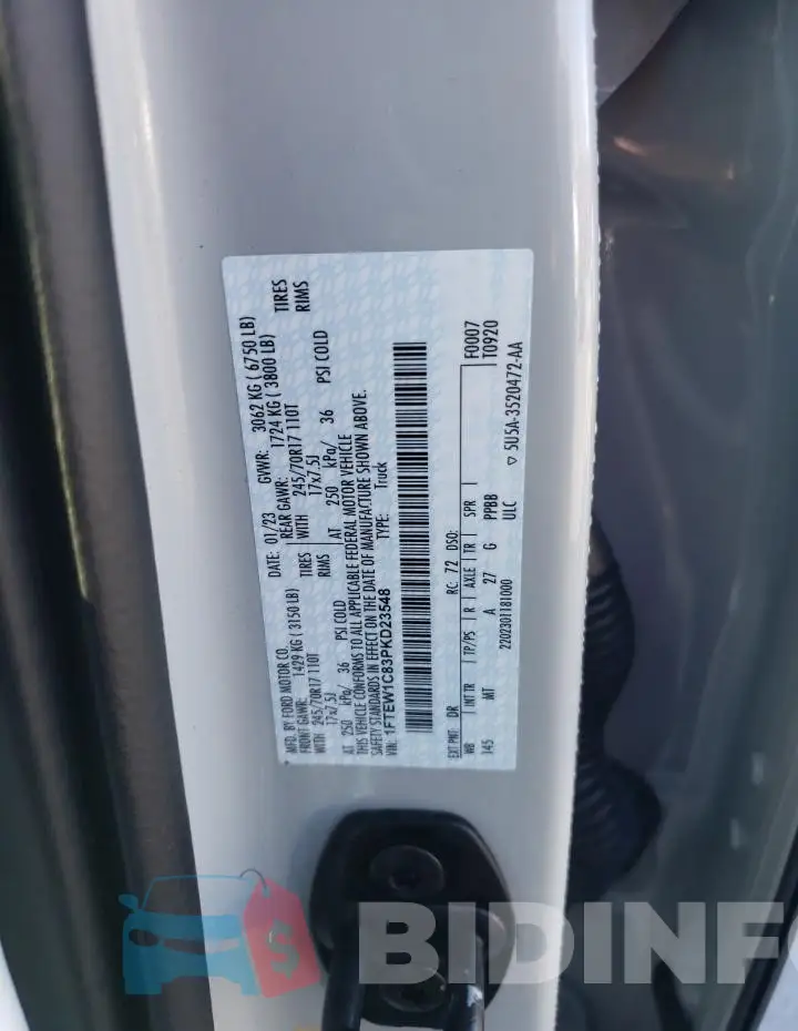 1FTEW1C83PKD23548 Photo# 12
