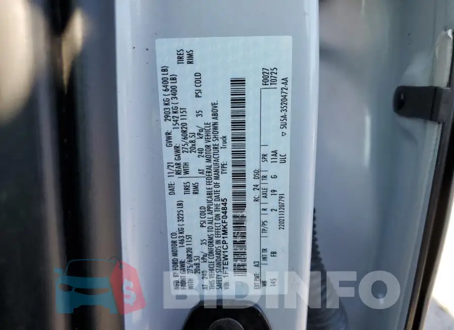 1FTEW1CP1MKF04845 Photo# 13