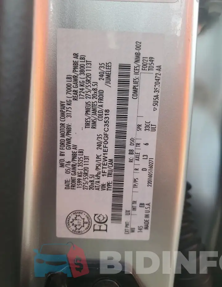 1FTEW1EF0GFC35318 Photo# 12 1FTEW1EF0GFC35318 Photo# 12