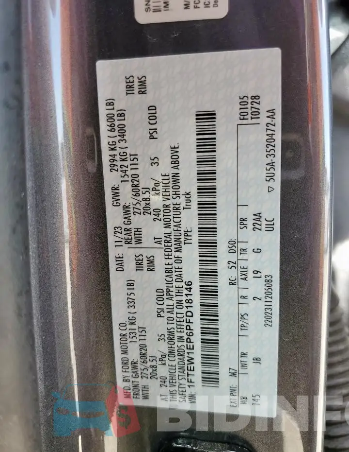 1FTEW1EP6PFD18146 Photo# 12