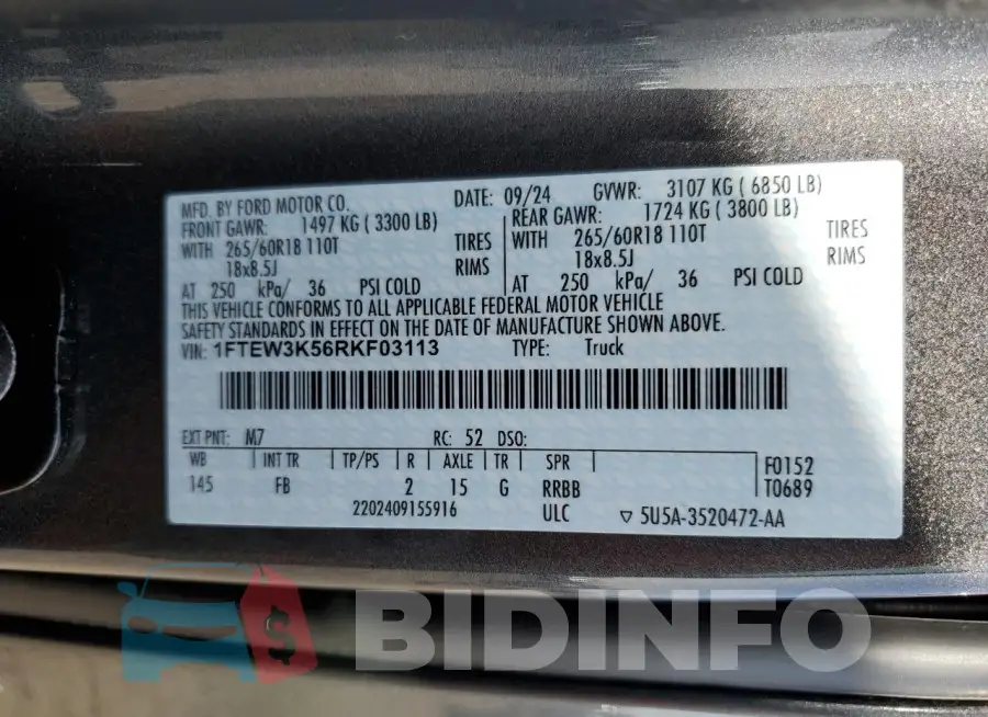 1FTEW3K56RKF03113 Photo# 12