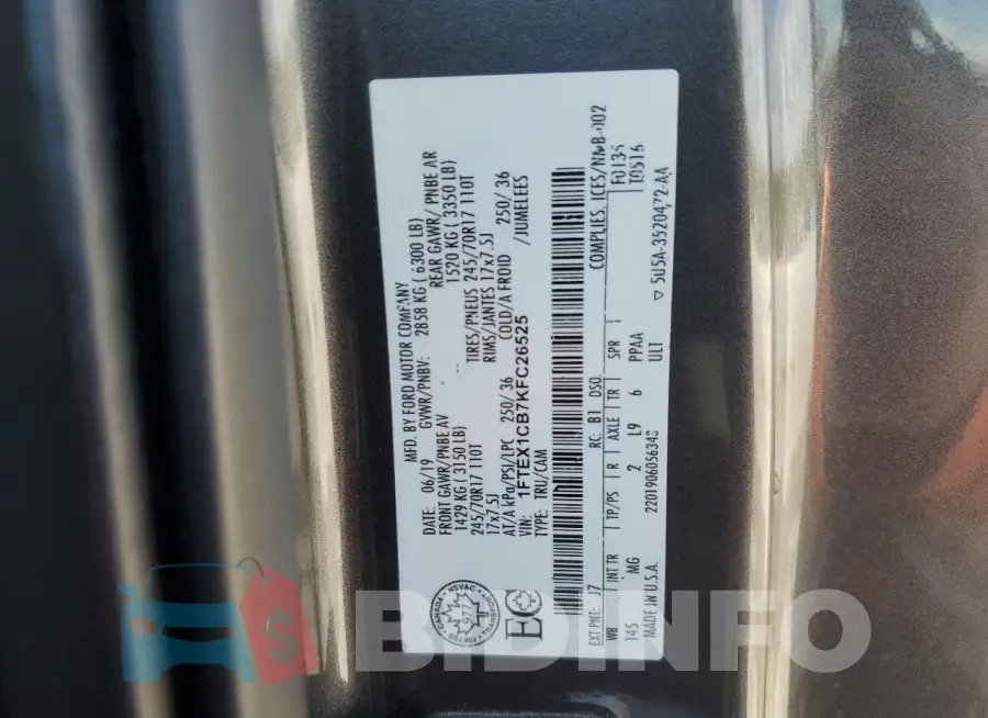 1FTEX1CB7KFC26525 Photo# 12