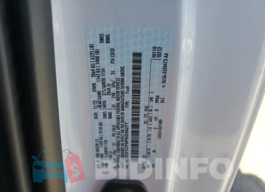 1FTEX1CP5PKD30277 Photo# 12