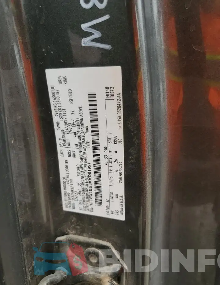 1FTEX1EB3KKD81951 Photo# 12