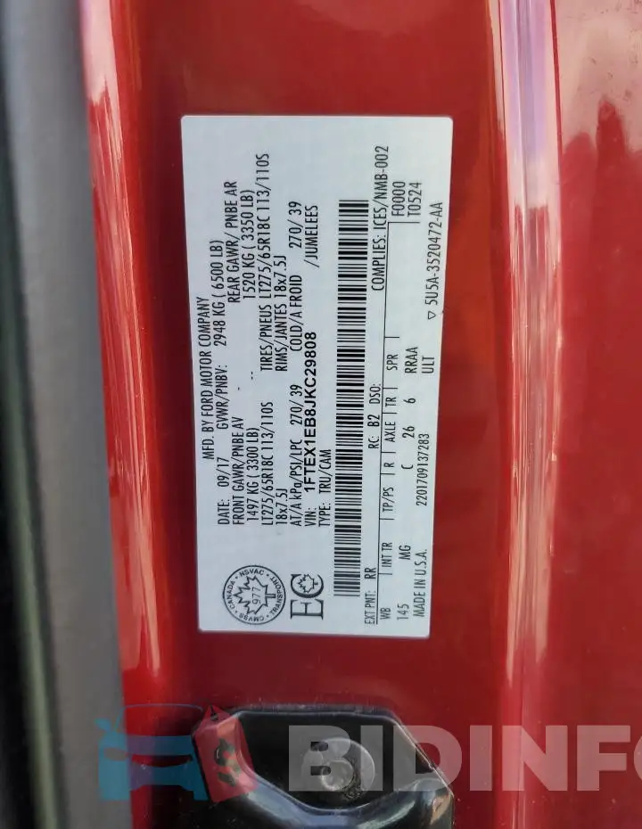 1FTEX1EB8JKC29808 Photo# 13