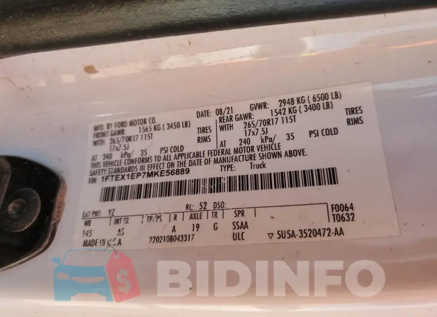 1FTEX1EP7MKE56889 Photo# 13