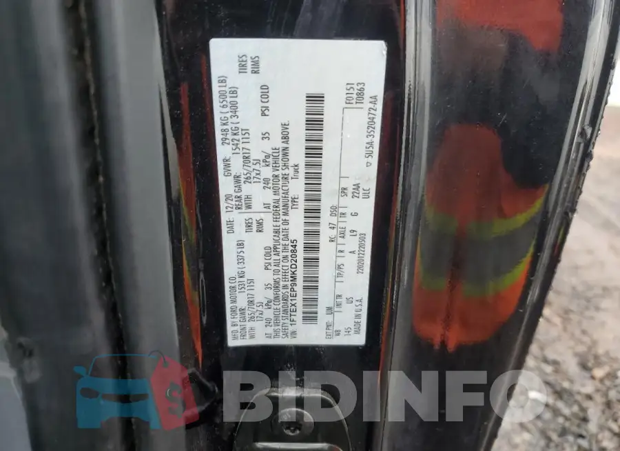1FTEX1EP9MKD20845 Photo# 12