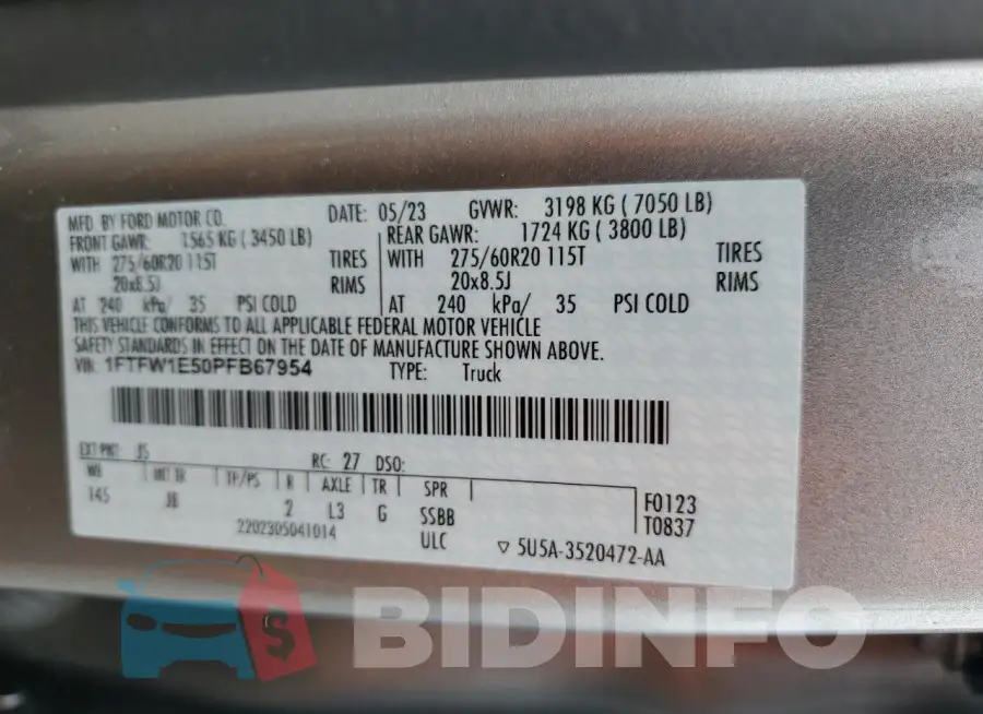 1FTFW1E50PFB67954 Photo# 12