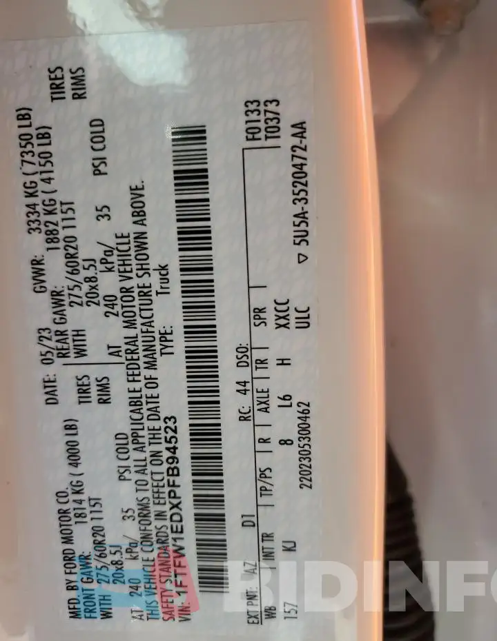 1FTFW1EDXPFB94523 Photo# 12