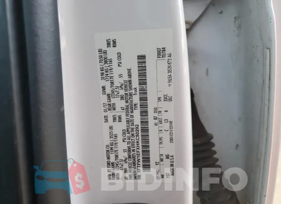 1FTFW1EFXHKC50292 Photo# 12