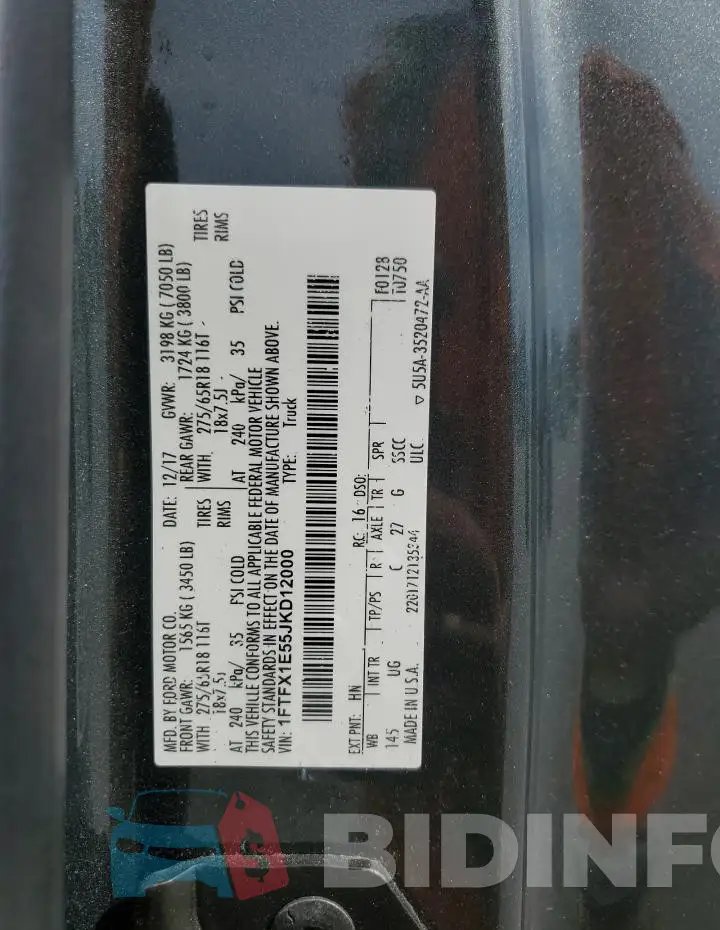 1FTFX1E55JKD12000 Photo# 12