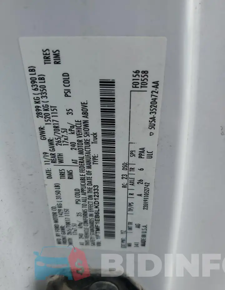 1FTMF1EB6LKD12333 Photo# 12