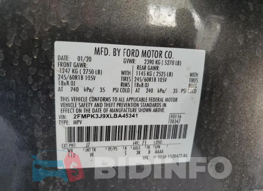 2FMPK3J9XLBA45341 Photo# 13