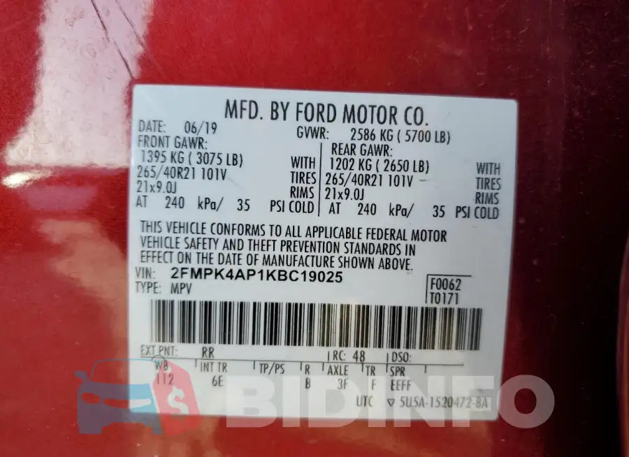 2FMPK4AP1KBC19025 Photo# 13