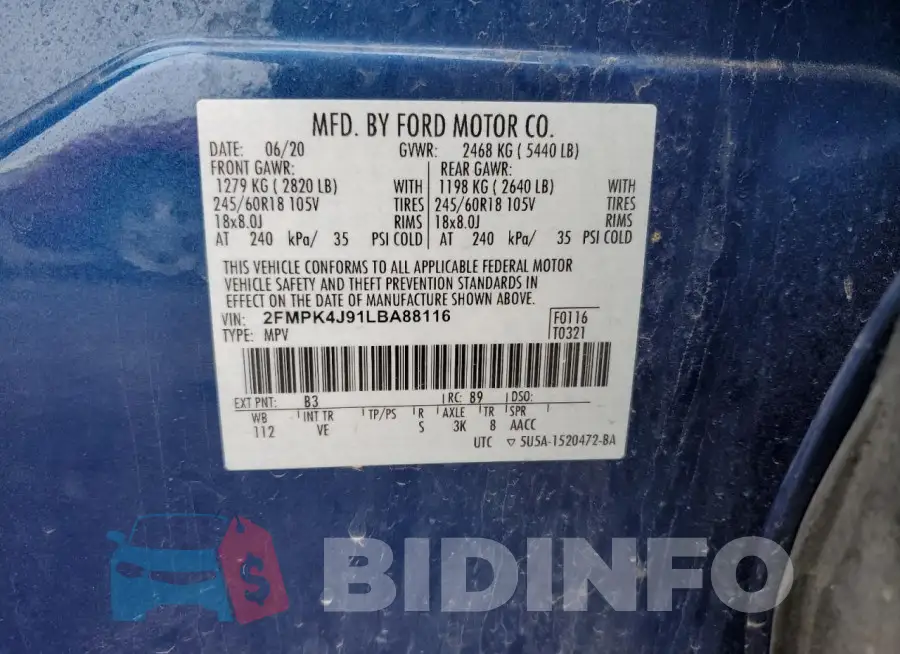 2FMPK4J91LBA88116 Photo# 13