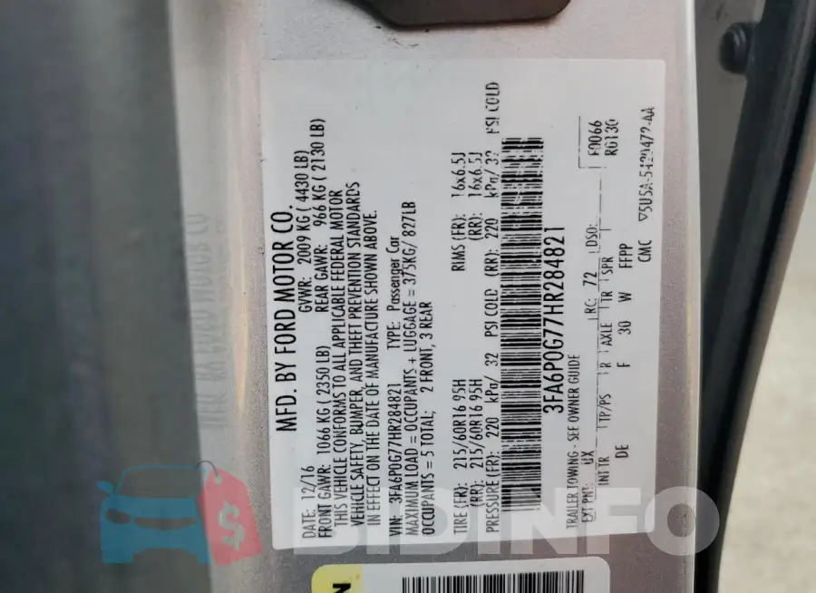 3FA6P0G77HR284821 Photo# 12