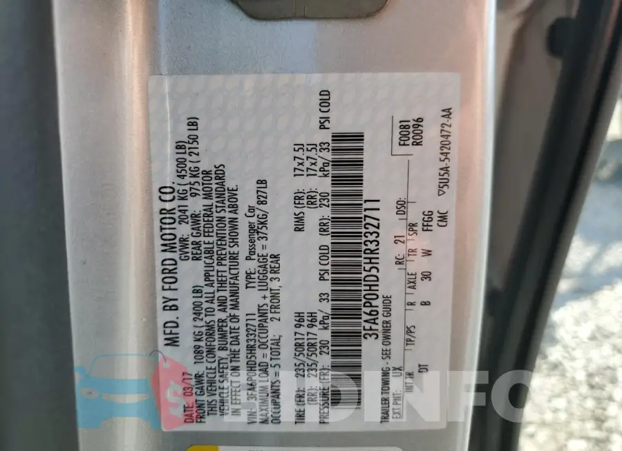 3FA6P0HD5HR332711 Photo# 12