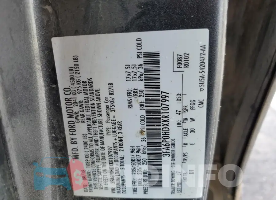 3FA6P0HDXKR107997 Photo# 12