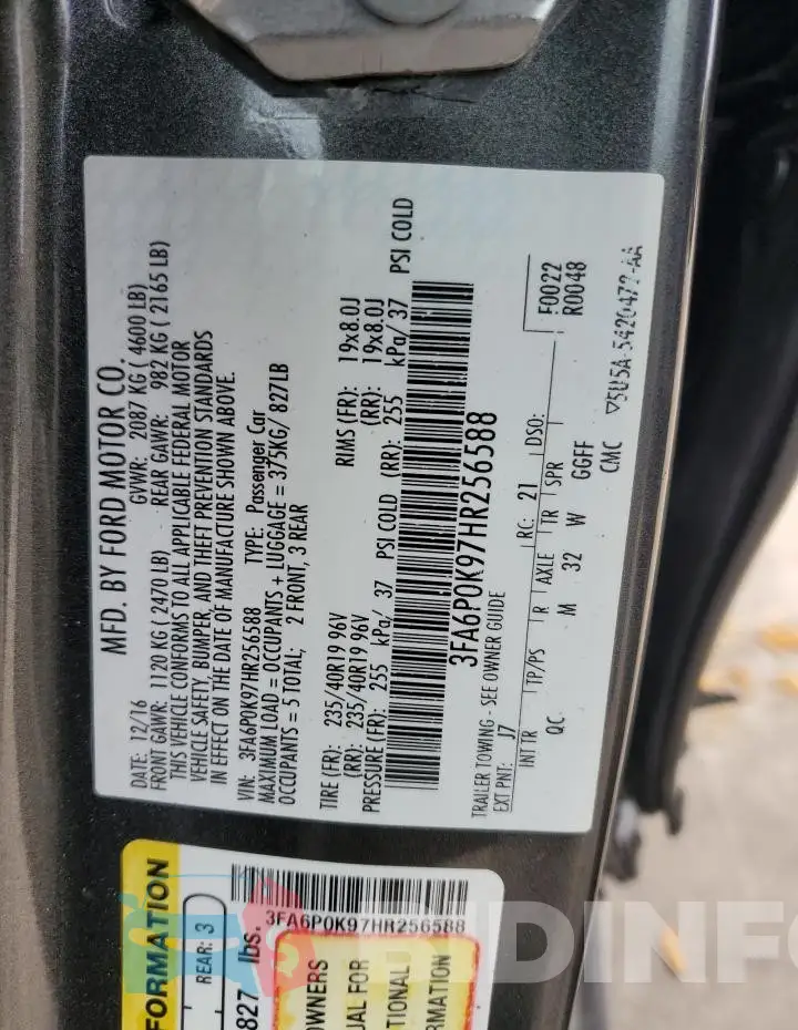 3FA6P0K97HR256588 Photo# 12
