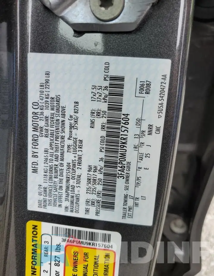3FA6P0MU9KR157604 Photo# 13