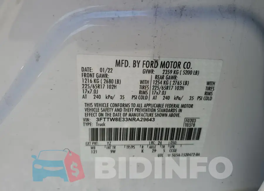 3FTTW8E33NRA29643 Photo# 12